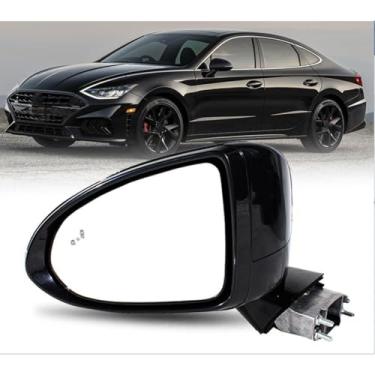 Imagem de CHELANGHU Espelho de porta adequado para Hyundai Sonata 2020 2021 2022, retrovisor lateral pintado de preto com ajuste de energia, lâmpada de giro aquecida, monitoramento de ponto cego para 87610L0010