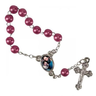 Imagem de 50 Mini Terço com Foto de São José - SJO Artigos Religiosos, Rosa Choq