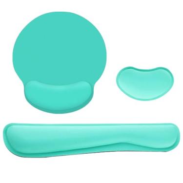 Imagem de Snsowed Descanso de Pulso Ergonômico de Espuma de Memória para Teclado e Mouse Conjunto de Mouse Pad Com Tecido Base de Borracha Antiderrapante Rosa Vermelho (Verde)