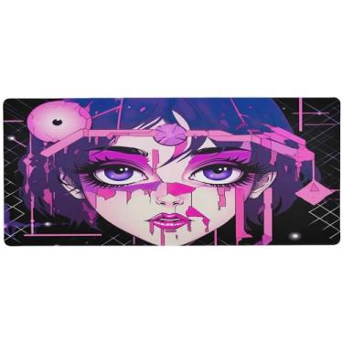 Imagem de Wassud Mouse pad legal para meninas com base de borracha antiderrapante, mouse pad longo com borda costurada, almofada grande impermeável para escritório, casa, 80 cm x 39,9 cm