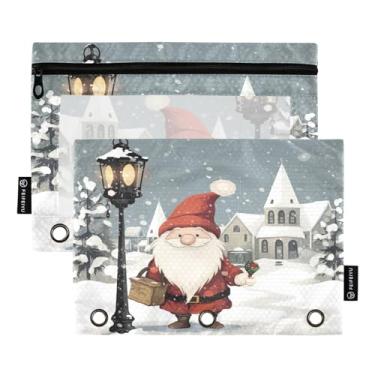 Imagem de Wassud Happy Christmas Gnomo Pacote com 2 Pastas de Fichário Pastas de Bolso com 3 Furos, Pasta Organizadora de Fichários para Casa, Escritório