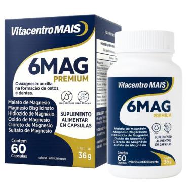 Imagem de 6MAG Magnésio 6 Formas Alta Absorção Aroma Bem Estar 60 Cápsulas - Vit