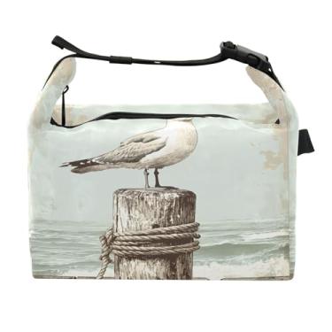 Imagem de STAYTOP Gaivotas em pilares de madeira (1) lancheira com fivela de alça, lancheira isolada para meninos e meninas, lancheira térmica para trabalho escolar