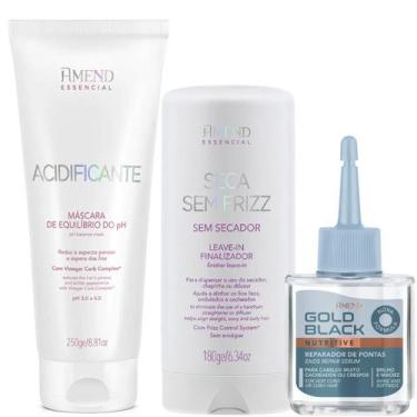 Imagem de Amend Máscara Acidificante+Leave-in Seca S/Frizz+Rep Pontas