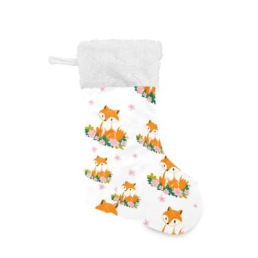 Imagem de Qilmy Lindas meias de Natal de raposa laranja 2 peças, meias grandes de Natal, decorações de presente e suprimentos de festa, usadas para decoração de lareira de árvore de Natal 192