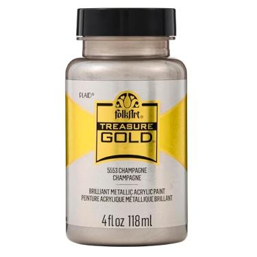 Imagem de FolkArt, Champagne Treasure Gold Acrílico 118 ml Premium Metallic Finish Paint, Perfeito para fácil aplicação DIY Arts and Crafts, 5553