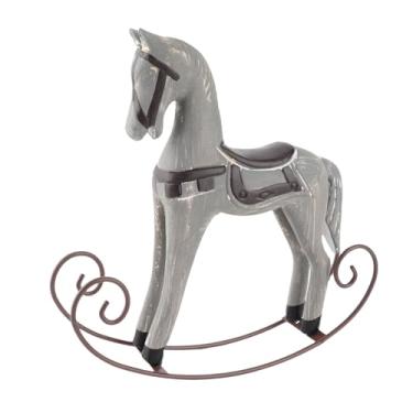 Imagem de AUNMAS Estatueta de Cavalo de Balanço Vintage, Decoração de Mesa de Resina e Ferro, Destaque Clássico para Quarto de Meninas e Exibições de Férias