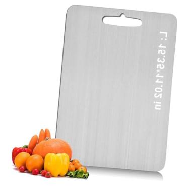 Imagem de Tábuas de corte de titânio para cozinha, tábua dupla face para cortar legumes e carne, fácil de limpar (G: 39 x 28 cm)