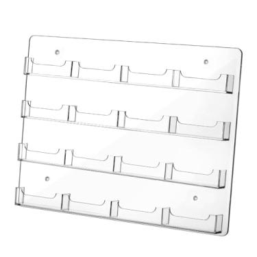 Imagem de MERIGLARE Porta-cartões de visita, expositor de adesivos transparentes, pré-perfurado, organizador de folhetos, organizador de cartões de parede horizontal, 16 Bolsos