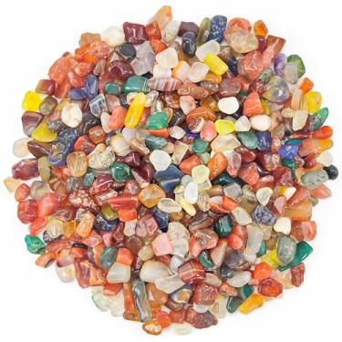 Imagem de Pedras preciosas de ágata polida de 700 g, pedra de lascas de 0,8 cm a 0,9 cm para cascalho de aquário de peixes, enchimento de vasos, artesanato DIY, garrafas e vasos de plantas decoração