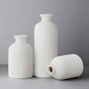 Imagem de Conjunto de 3 vasos modernos de casa de fazenda, pequenos vasos de cerâmica neutra para decoração de casa, vaso de flores boho para sala de estar, mesa, prateleira, lareira