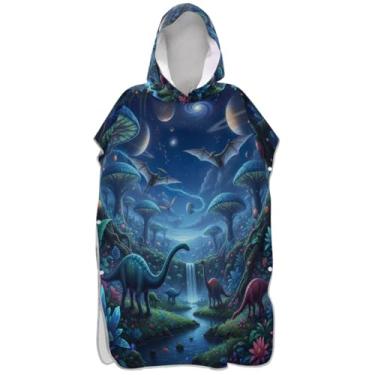 Imagem de Joisal Poncho de surfe para adultos trocador de roupa de praia com capuz toalha de banho plus size colorido dinossauro legal ponchos de praia para homens