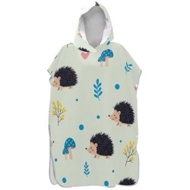 Imagem de Joisal Lindo poncho de surfe de ouriços para adultos trocador de roupão de banho toalhas com capuz absorventes femininos ponchos com capuz