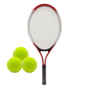 Imagem de Kit Esportivo Raquete Tênis Quadra Vermelho + Bolsa + 3