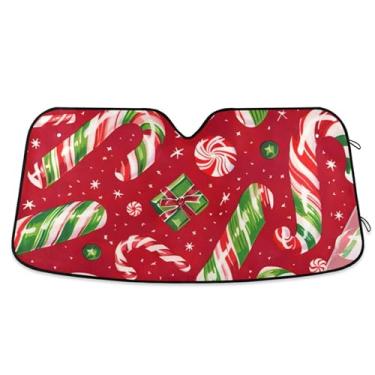 Imagem de Guarda-sóis personalizados para carros doces de Natal para para-brisa bonito protetor solar universal dobrável para para-brisa dianteiro de carro impressões de animais L, 144,8 cm x 80 cm
