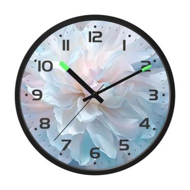 Imagem de SEHANY Herb Wildflower Relógio de parede silencioso sem tique-taque relógio redondo operado por bateria 30 cm controle de som luz noturna relógios de parede para sala de estar, cozinha, quarto