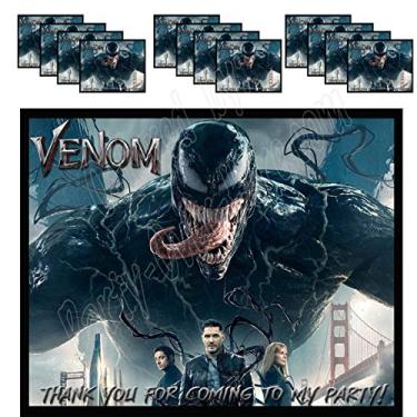 Imagem de Adesivos de veneno para lembranças de festa, suprimentos, decorações, bolsa de presente, adesivos de etiqueta, apenas, 9,5 x 12 cm, 12 peças, Marvel Comics, antiherói, Eddie Brock