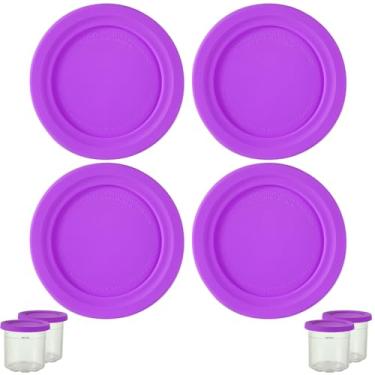 Imagem de 4 peças de tampas para copos de sorvete, recipiente redondo de silicone de 11,5 cm de diâmetro, acessórios para tampa de armazenamento de alimentos, peça de substituição para máquina de sorvete Ninja