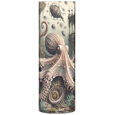 Imagem de Vasos de flores de cilindro de polvo vintage fantasia para centros de mesa vasos altos de plástico fofo personalizado exclusivo decoração de flores modernas, 30 cm x 9,9 cm