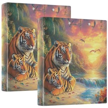 Imagem de Tigres Painting Scenic Landscape 3 fichários com 3 anéis para 200 folhas, fichário de apresentação de anel redondo, 31,5 x 27 x 6 cm, pacote com 2