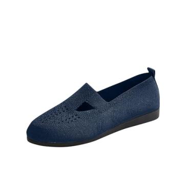 Imagem de Sandália feminina fashion casual estilo cor sólida temperamento bico fino verão camurça super macia sem pés cansados sapatos rasos, Azul royal, 36