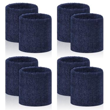 Imagem de PEASUG 8 pulseiras esportivas de suor para homens e mulheres, pulseiras absorventes de pulso, pulseiras de tênis, pulseiras elásticas para suor para basquete, tênis, futebol, academia, corrida, treino