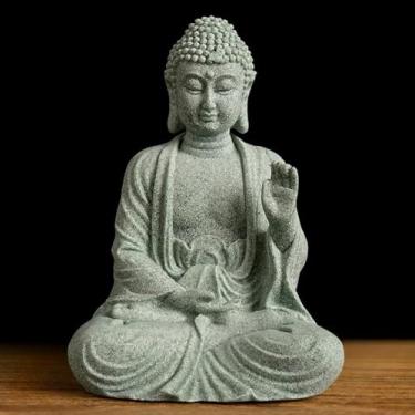 Imagem de FENNYYAR Ornamento de estátua de Buda espírito zen, budismo, 11 cm, decoração de sala de estar doméstica