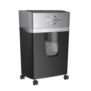 Imagem de BONSEN Triturador de papel super microcortado de 12 folhas, triturador de cartão de crédito de alta segurança P-5 papel para escritório em casa, máquina de trituração silenciosa sem parar de 30 minutos com cesta de extração de 6,6 galões (S3107)