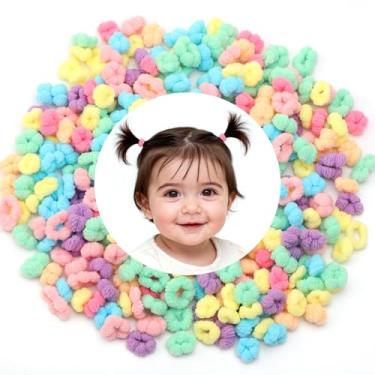 Imagem de 400 peças de laços de cabelo para bebês, laços de cabelo infantil Bloom sem danos, suporte de rabo de cavalo para acessórios de cabelo para meninas, elásticos finos e macios, sem vincos, mini