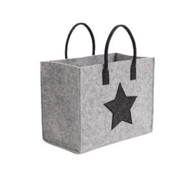 Imagem de 1 bolsa de feltro de grande capacidade, bolsa de armazenamento, bolsa de compras de supermercado, bolsa de ombro dobrável, bolsa de mão, Cinza