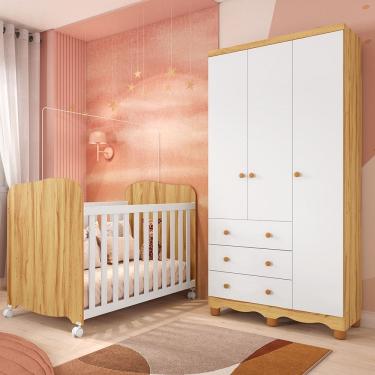 Imagem de Quarto Infantil com Berço e Guarda Roupa Uli Junior Móveis Peroba