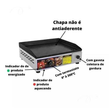 Imagem de Chapa Chapeira Eletrica 40x35cm Para Lanche Hamburguer Hot Dog Bifetei