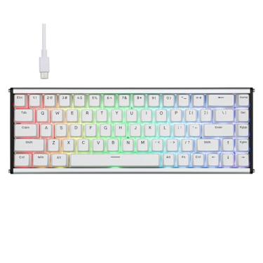 Imagem de MechLands ALUX68 HE Teclado de alumínio rápido para jogos com interruptor magnético, teclado com efeito Hall com fio com taxa de pesquisa de 8K, latência de 0,125 ms, retroiluminação RGB (branco