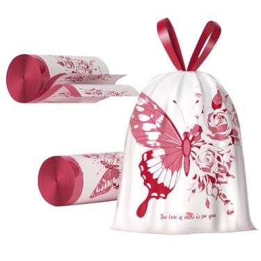 Imagem de Sacos de lixo de 4 galões, 90 peças, sem cordão, separados para banheiro, escritório, casa, quarto, lixeira, sacos de cesto de lixo (rosa choque, 90 peças)