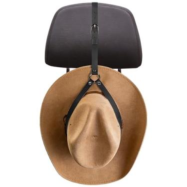 Imagem de ReignSword Suporte de chapéu de cowboy de couro vegano para caminhão e carro, clipe para manter a forma do chapéu, organizador de chapéu de veículo para SUV, caminhonete, acessórios internos de carro