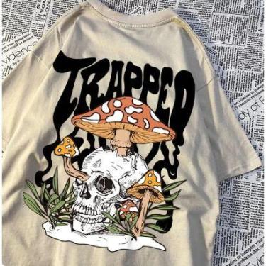 Imagem de Camiseta Costas Trapped Caveira Cabeça Cogumelo Streetwear! - loja din