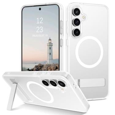 Imagem de Telaso Capa magnética para Samsung Galaxy S24 FE, compatível com Magsafe com suporte invisível, amortecedor traseiro fosco translúcido TPU grau militar Samsung Galaxy S24 FE, fosco transparente