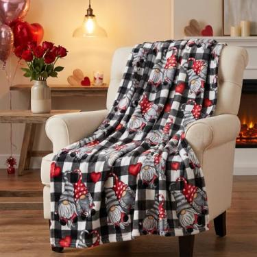 Imagem de Horaldaily Cobertor de flanela para dia dos namorados, gnomos xadrez de búfalo, macios e felpudos, aconchegantes cobertores de lã para sofá, cama, presentes ideais para crianças, adultos, esposa, 152