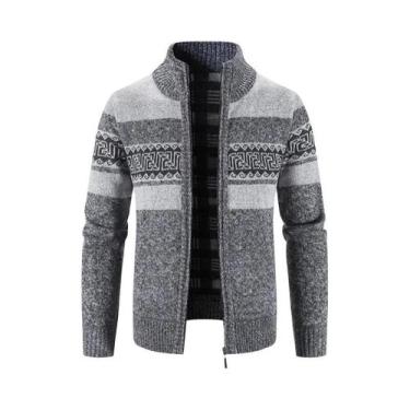Imagem de Cardigan Masculino De Tricô Com Gola Alta Estilo Coreano, Suéter Casua
