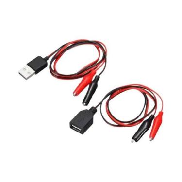 Imagem de Cabo Adaptador USB Para Clipe Jacaré 2 Peças: Cabos USB Macho E Fêmea 