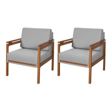 Imagem de 2 Poltronas Montreal Estofada em Linho Premium Sala Recepção