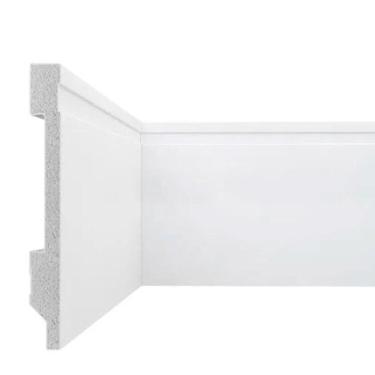 Imagem de Kit 12 Metros Lineares Rodapé Frisado 15cm em Poliestireno Floort Branco