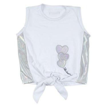 Imagem de Blusa Infantil Look Jeans Malha Branca - BRANCO - 01-Feminino