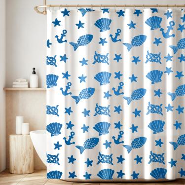 Imagem de 1 Cortina Box Banheiro Antimofo Ganchos 180x180 Aquário