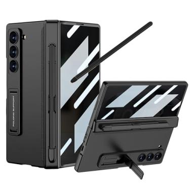 Imagem de YQODSZ Capa para Samsung Galaxy Z Fold 6 2024 com protetor de tela de privacidade, suporte para caneta S e Stylus, suporte, protetor de câmera, capa flip/folio preta