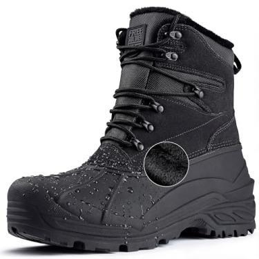 Imagem de FREE SOLDIER Botas masculinas de inverno para neve com forro de lã quente para esqui de inverno botas impermeáveis com isolamento térmico (preta 8)