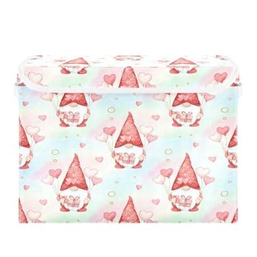 Imagem de STAYTOP Cestos de armazenamento fofos de gnomo para o Dia dos Namorados com tampas e alça de transporte, caixas de armazenamento dobráveis organizadores de recipientes para casa, quarto, armário