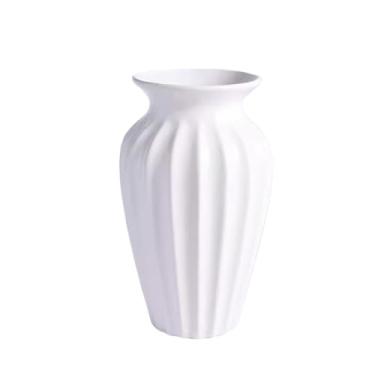 Imagem de Vaso criativo nórdico moderno minimalista europeu leve decoração de cerâmica sala de estar estilo arranjo de flores mesa de jantar rosa centros de mesa (branco, pequeno)