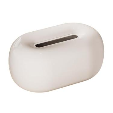 Imagem de Capa de caixa de lenços de mesa prática para sala de estar decoração de mesa de jantar organizador dispensador facial guardanapo (branco)