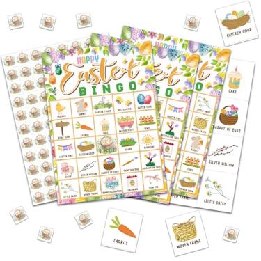 Imagem de Bgohrd Jogos de cartas de bingo de Páscoa, Happy Easter Bunny Egg Jogo de bingo para adultos e amigos, presentes ideais para atividades de festa de primavera, lembrancinhas de decorações de festa com
